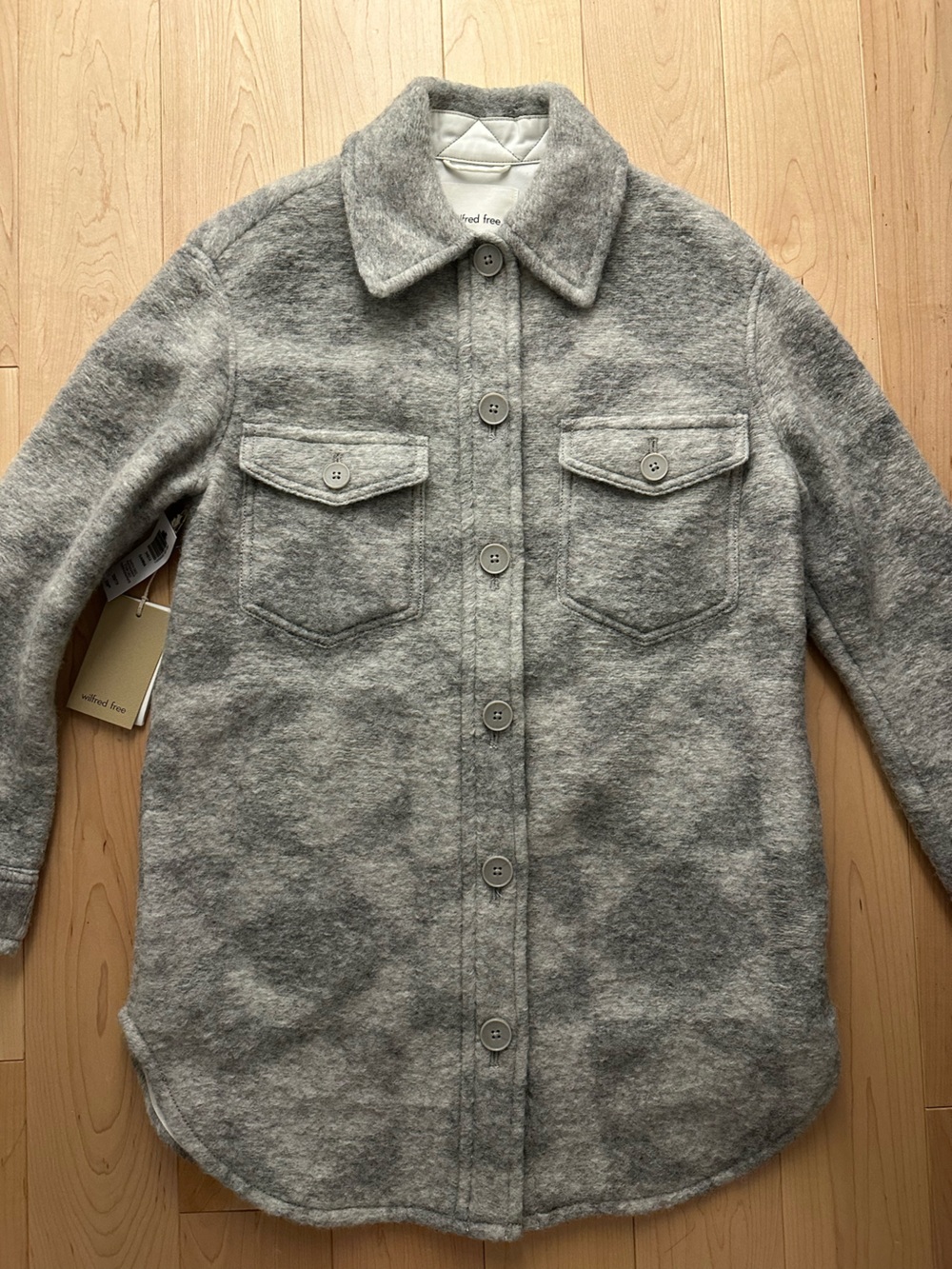BNWT- Aritzia Wilfred Free Ganna Wool Jacket Diamond Grey Coat Blazer (XXS)